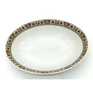 Vintage Royal Doulton Fireglow 9 3/8" Oval Vegetable Serving Bowl TC 1080